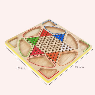 Jeu de Dames et Ludo en Bois 2-en-1 – Jeu de Société Classique Premium