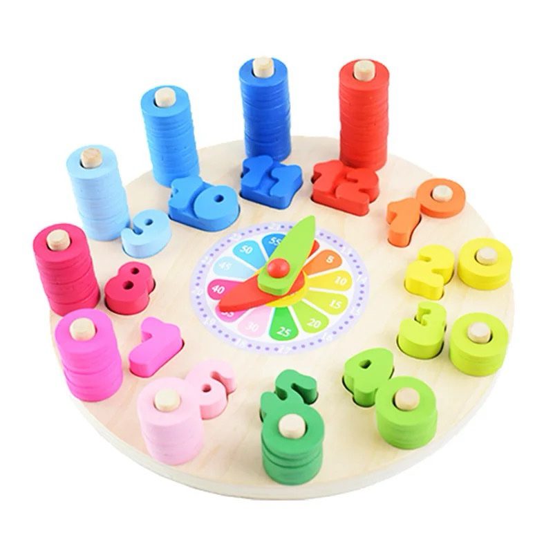 2-in-1 Wooden Clock Puzzle and Counting Toy | Montessori-Inspired Learning for Toddlers