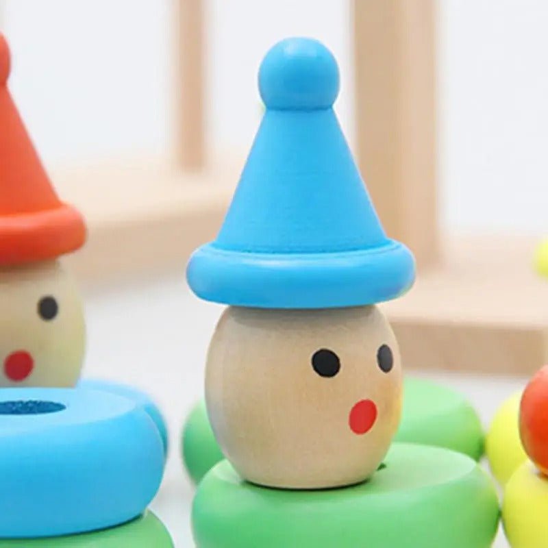 Wooden Clown Balance Tower Toys Blocks Toy