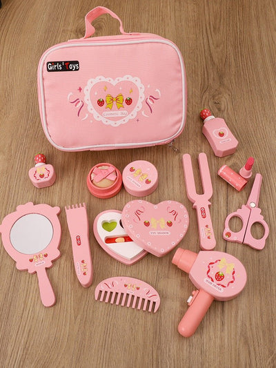Wooden Cosmetic Bag Princess Makeup Set Simulation Little Girl Birthday New Year Gift