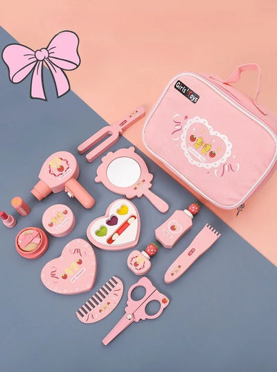 Wooden Cosmetic Bag Princess Makeup Set Simulation Little Girl Birthday New Year Gift