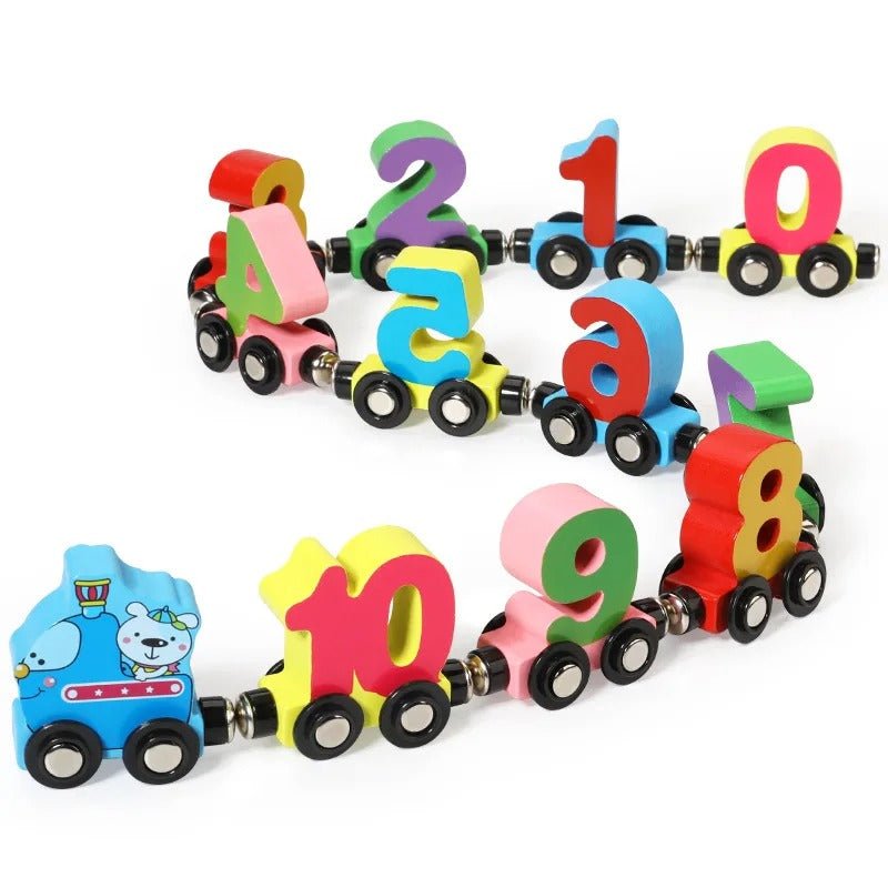 Wooden Digital Magnetic Number Train Number Small Train