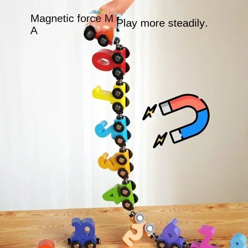 Wooden Digital Magnetic Number Train Number Small Train