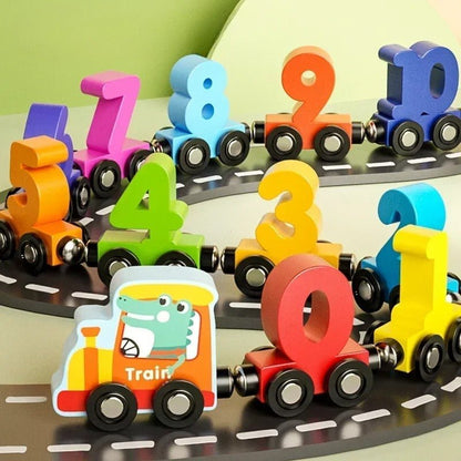 Wooden Digital Magnetic Number Train Number Small Train