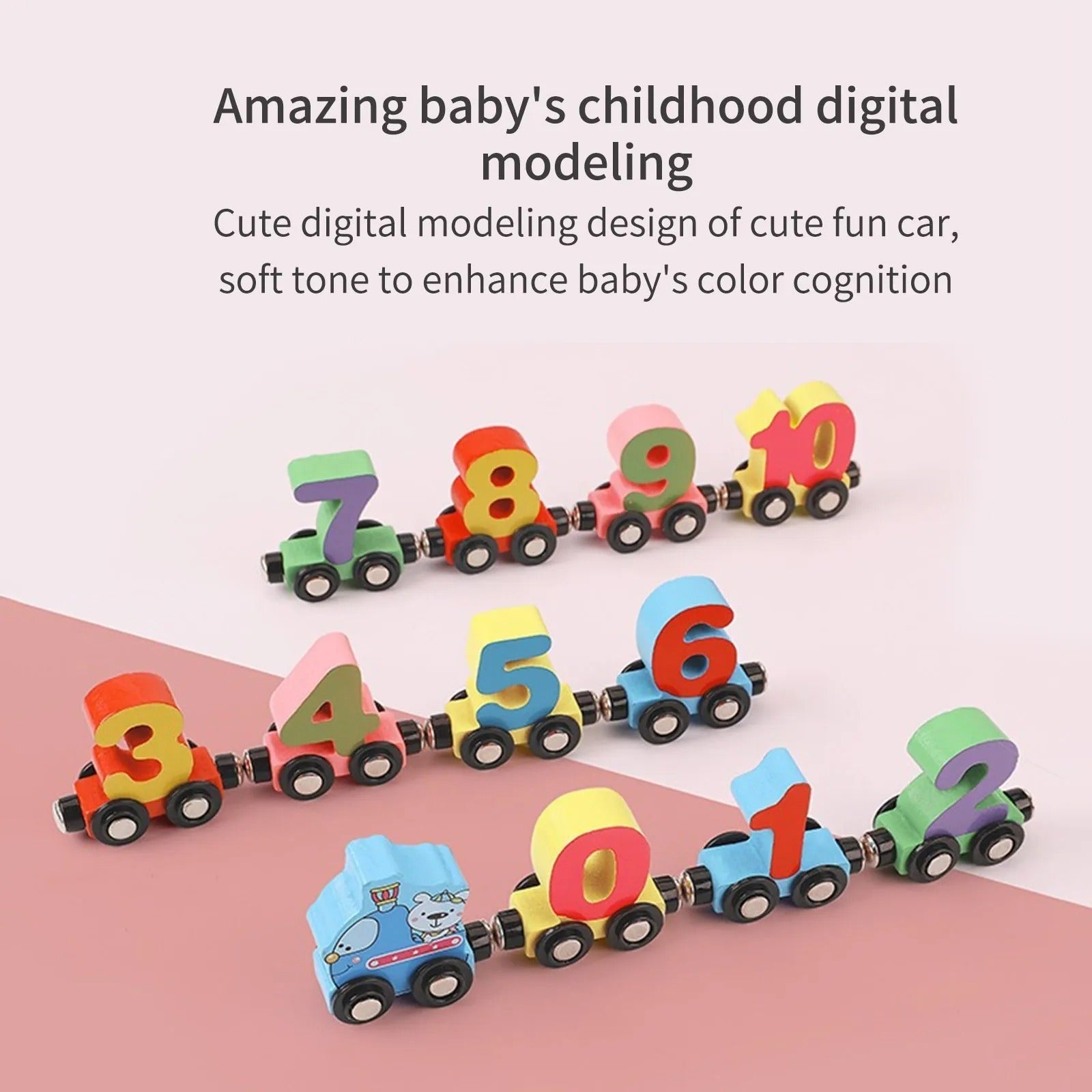 Wooden Digital Magnetic Number Train Number Small Train