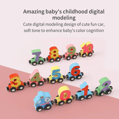 Wooden Digital Magnetic Number Train Number Small Train