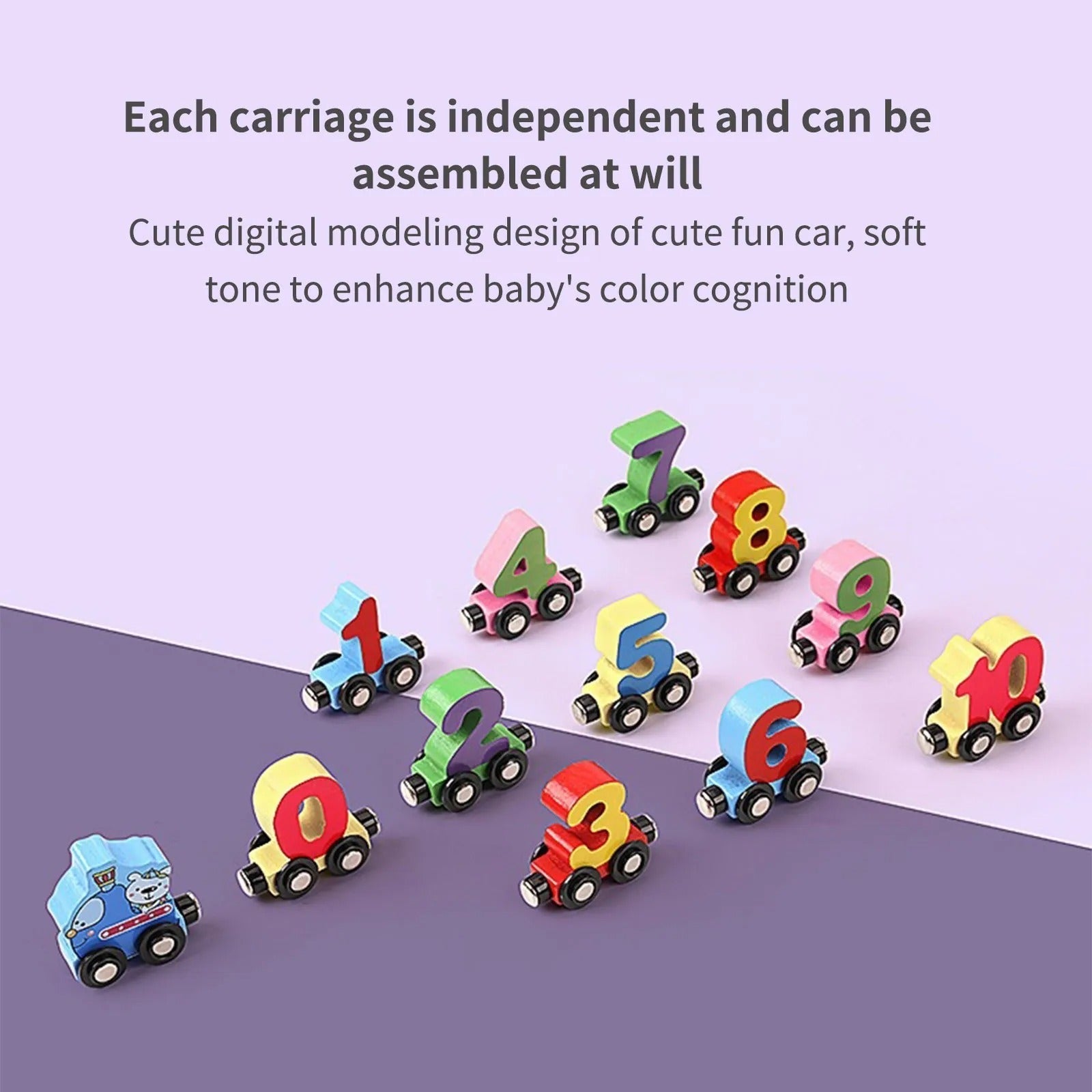 Wooden Digital Magnetic Number Train Number Small Train