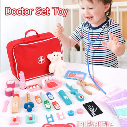 Wooden doctor kit Dental Kit Doctor's cart with equipment