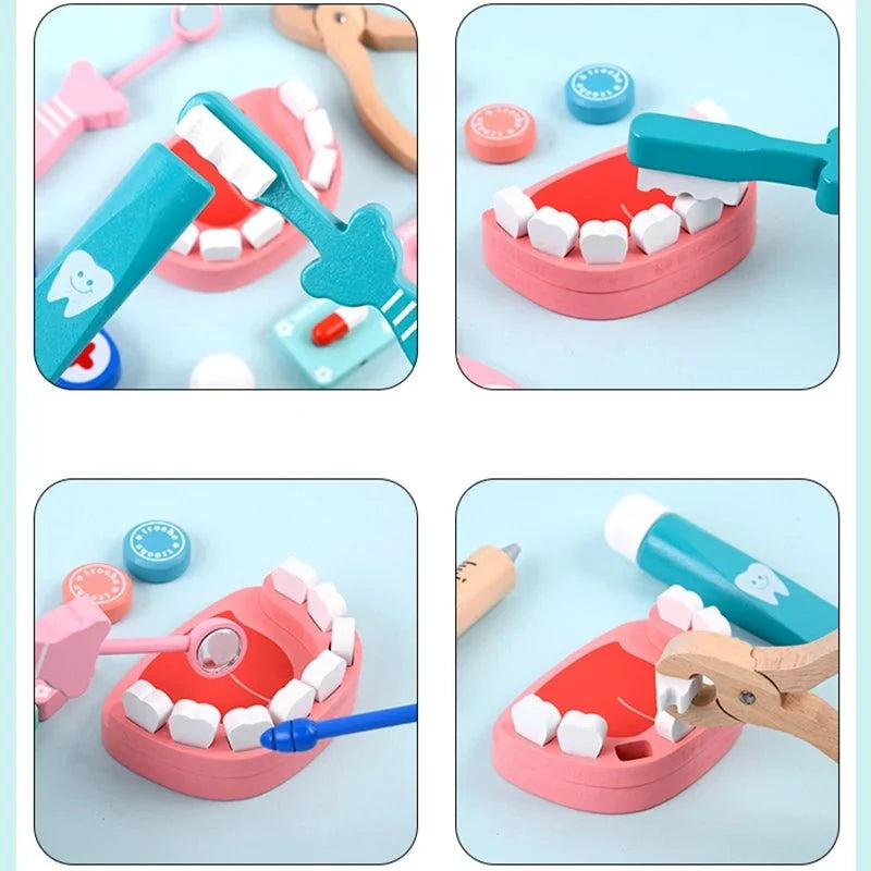 Wooden doctor kit Dental Kit Doctor's cart with equipment