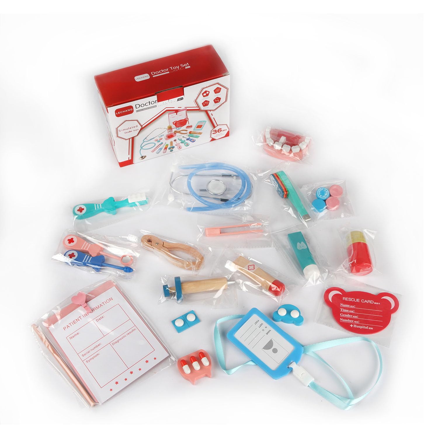 Wooden Doctor Toy Set Educational Role Play Medical Kit for Kids