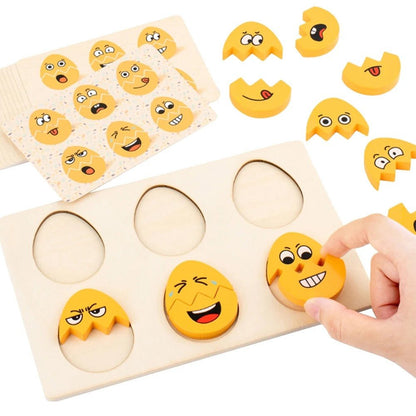 Wooden Egg Face Changing Matching Game