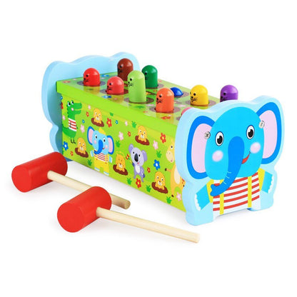 Wooden Elephant Hammer Pounding Toy | 10 Peg Hammer Beats Game toy