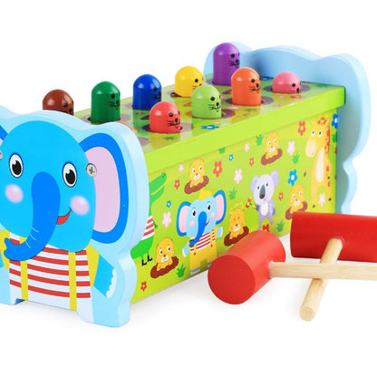 Wooden Elephant Hammer Pounding Toy | 10 Peg Hammer Beats Game toy