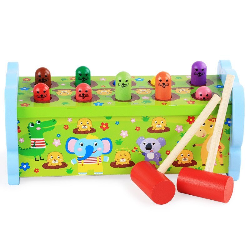 Wooden Elephant Hammer Pounding Toy | 10 Peg Hammer Beats Game toy