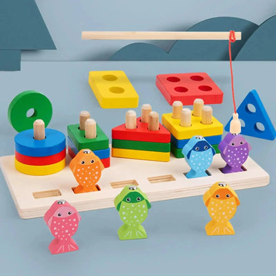 Wooden Fishing Column Educational Toy – Eco-Friendly & Skill-Building