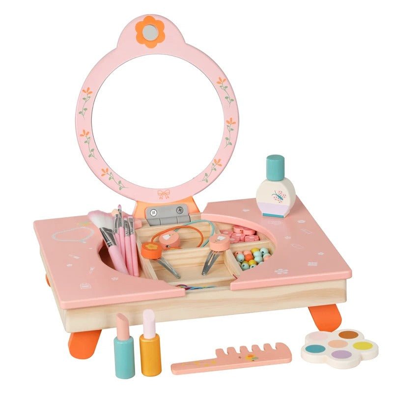 Wooden Folding Dresser Table, Make Up Pretend Play Toys for Girls