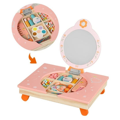 Wooden Folding Dresser Table, Make Up Pretend Play Toys for Girls