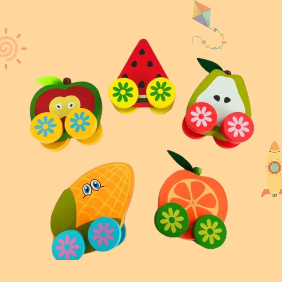 Wooden Fruits Cart - 1 pc