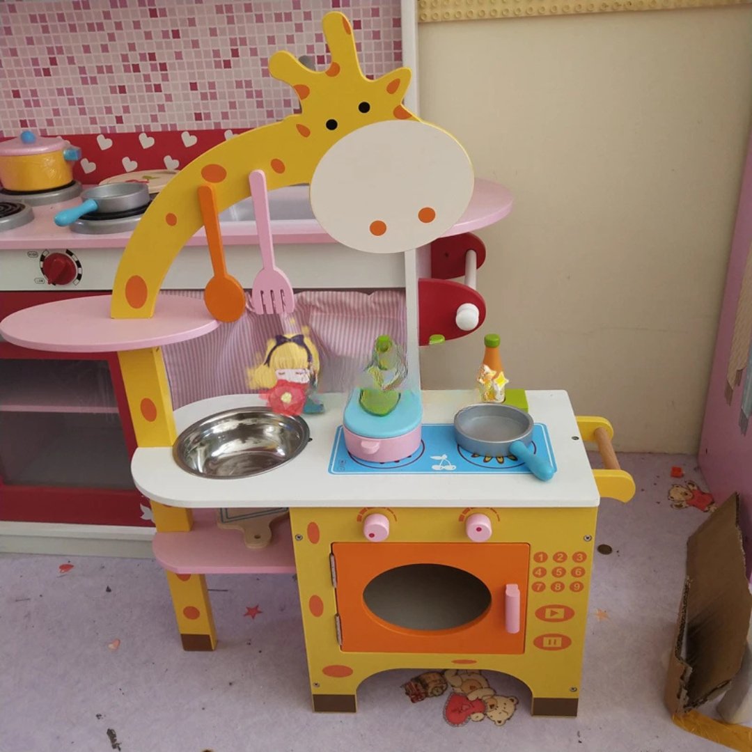 Wooden Giraffe Kitchen A Fun & Safe Pretend Play Set for Little Chefs
