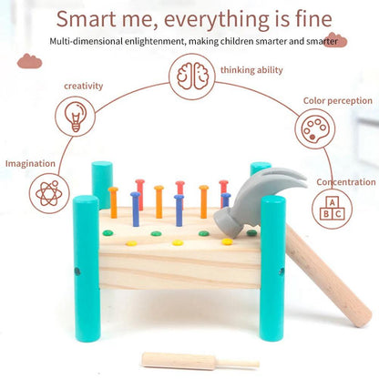 Wooden Hammering Toy - Knock Nail Table for Toddlers and Preschoolers