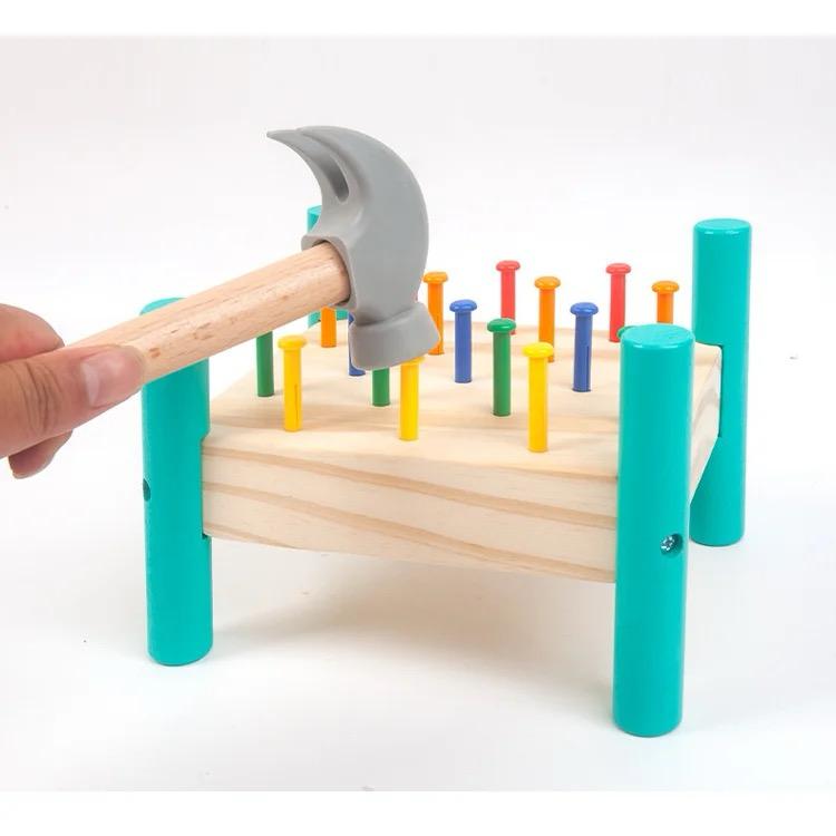 Wooden Hammering Toy - Knock Nail Table for Toddlers and Preschoolers