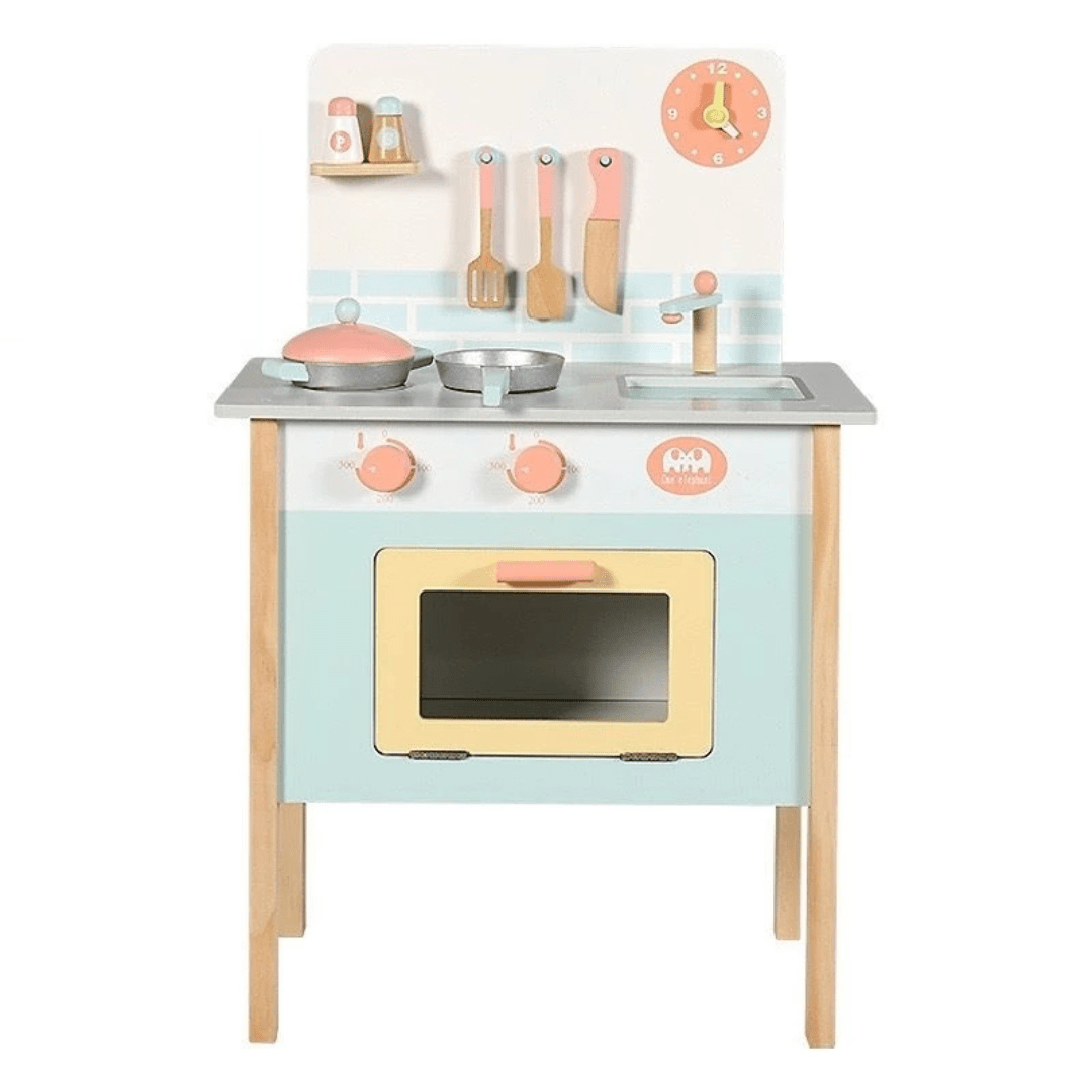 Wooden Kitchen Set, Kitchen with Cookware Accessories - Blue