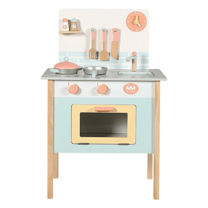 Wooden Kitchen Set, Kitchen with Cookware Accessories - Blue