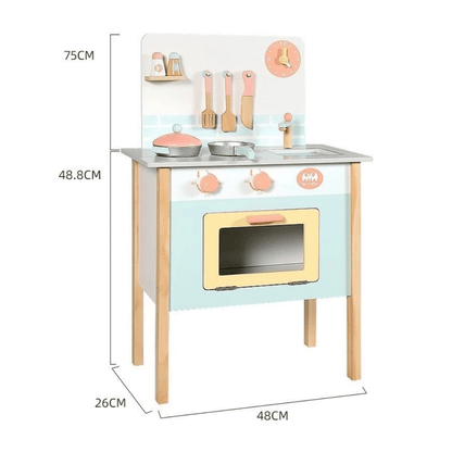 Wooden Kitchen Set, Kitchen with Cookware Accessories - Blue