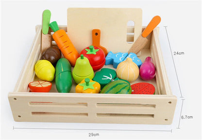Wooden Magnetic Cutting Fruit & Vegetable Pretend Play Kitchen and Early Education