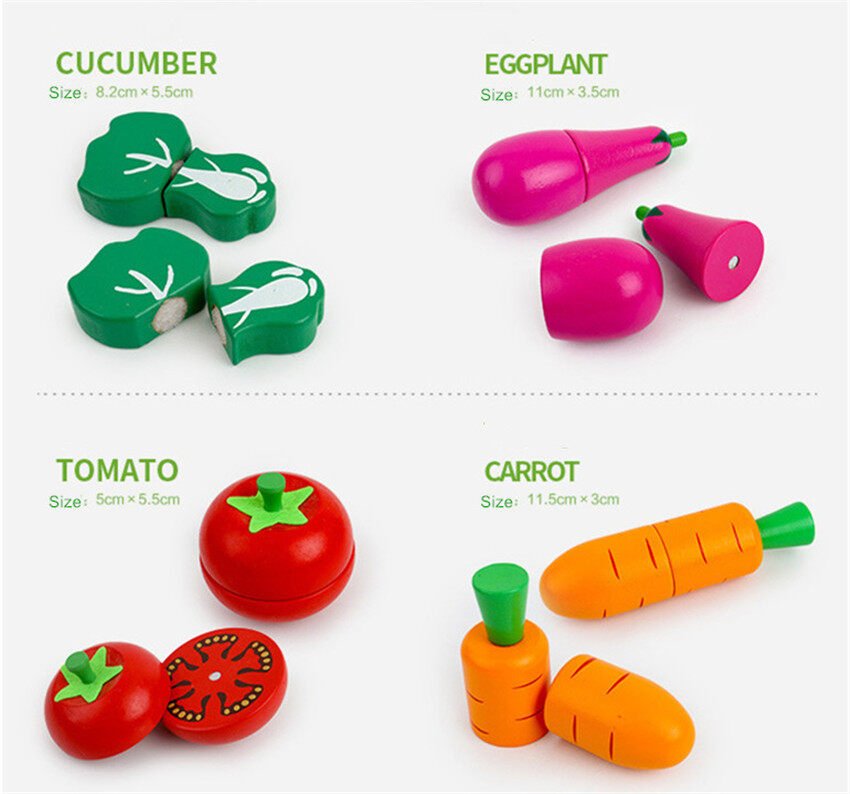 Wooden Magnetic Cutting Fruit & Vegetable Pretend Play Kitchen and Early Education