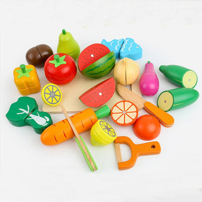 Wooden Magnetic Cutting Fruit & Vegetable Pretend Play Kitchen and Early Education