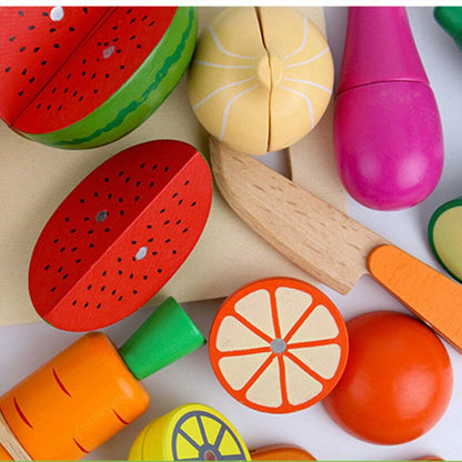 Wooden Magnetic Cutting Fruit & Vegetable Pretend Play Kitchen and Early Education