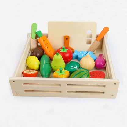 Wooden Magnetic Cutting Fruit & Vegetable Pretend Play Kitchen and Early Education