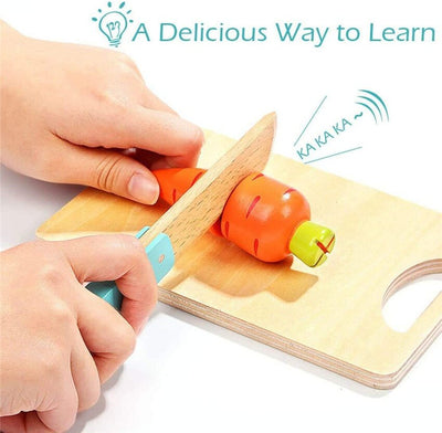 Wooden Magnetic Cutting Fruit & Vegetable Pretend Play Kitchen and Early Education