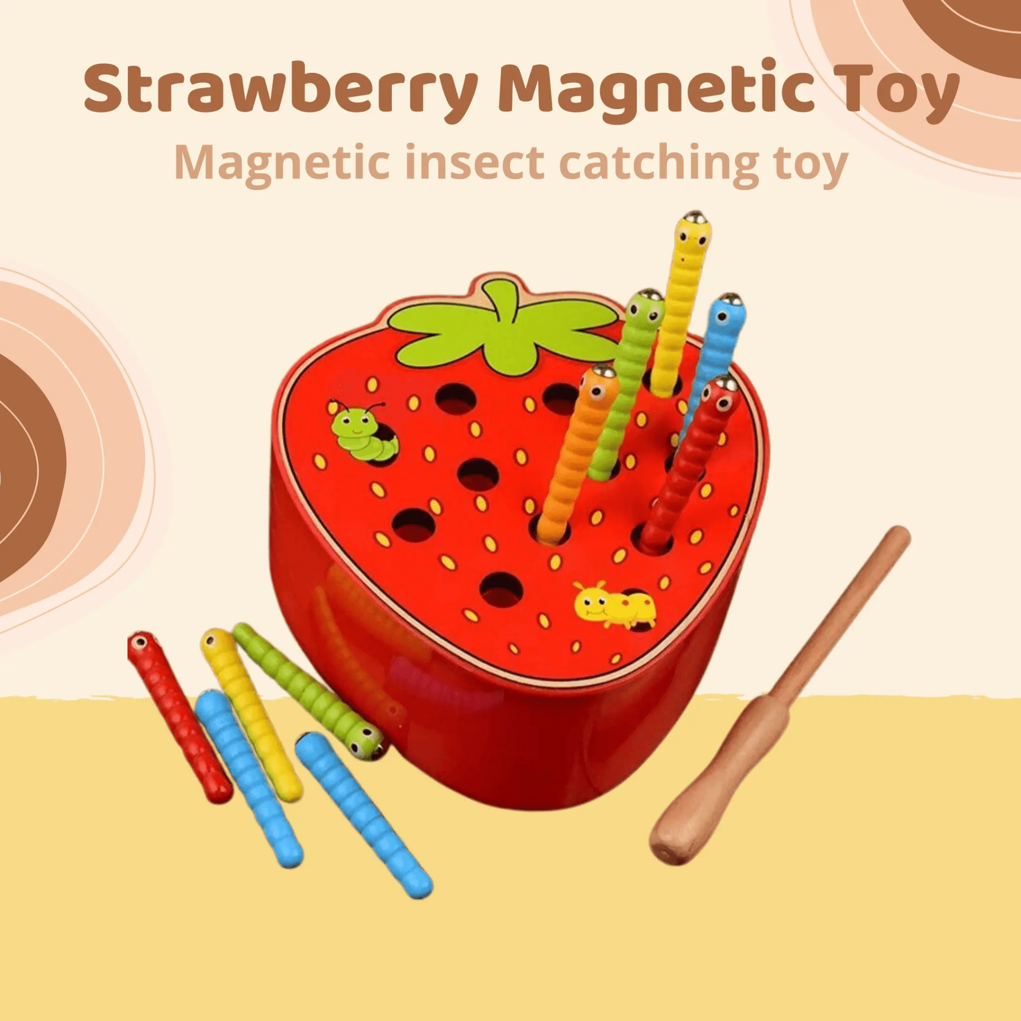 Wooden Magnetic Toy |  Bug Catching Game Toy | Kids Montessori Toy