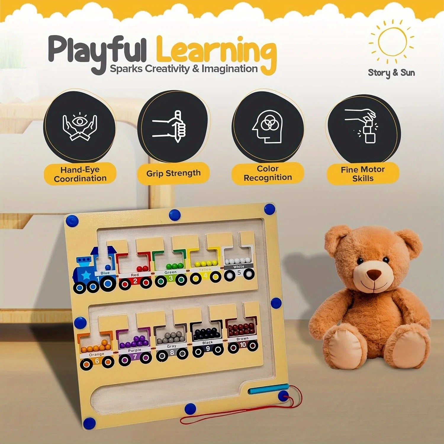 Wooden Maze Board Magnetic Location Maze