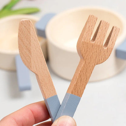Wooden Mini Kitchen Cookware Pot Pan Cook Pretend Play Educational House Toys For Children Simulation Kitchen Utensils Girls Toy