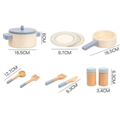 Wooden Mini Kitchen Cookware Pot Pan Cook Pretend Play Educational House Toys For Children Simulation Kitchen Utensils Girls Toy