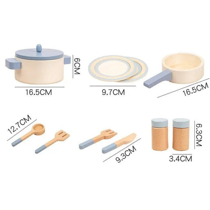 Wooden Mini Kitchen Cookware Pot Pan Cook Pretend Play Educational House Toys For Children Simulation Kitchen Utensils Girls Toy
