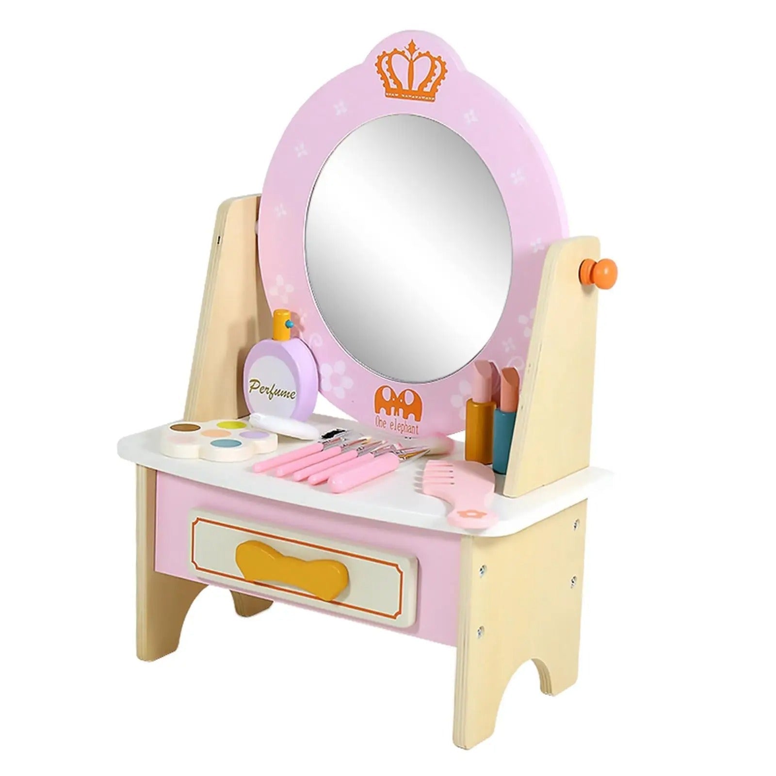Wooden Montessori Dress up Table - Simulation Makeup Table for Girls Gifts