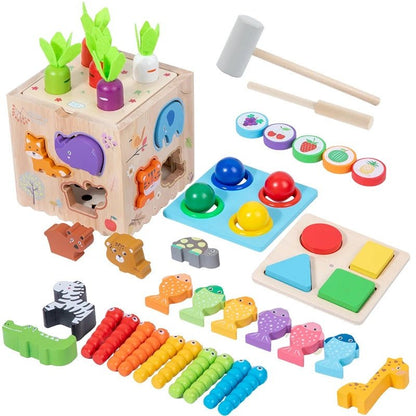 Wooden Montessori 8-in-1 Learning & Activity Toy for Kids