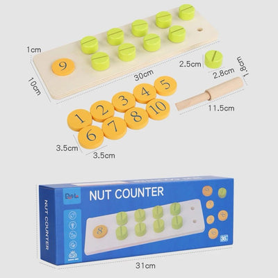 Wooden Nut Counter - Fine Motor and Counting Toy for Practical Life