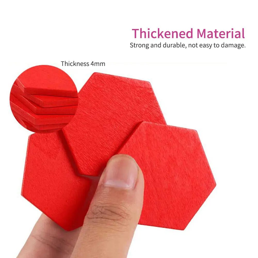 Wooden Pattern Block Geometric Shape Puzzle Early Education - 130 pcs