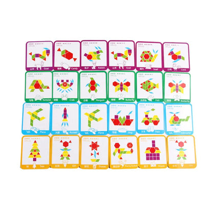 Wooden Pattern Block Geometric Shape Puzzle Early Education - 130 pcs