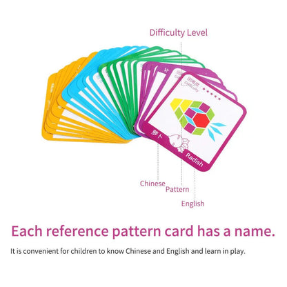 Wooden Pattern Block Geometric Shape Puzzle Early Education - 130 pcs