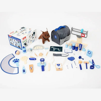 Wooden Pet Doctor Set for Hospital Tool Accessories Simulation Medical Kit
