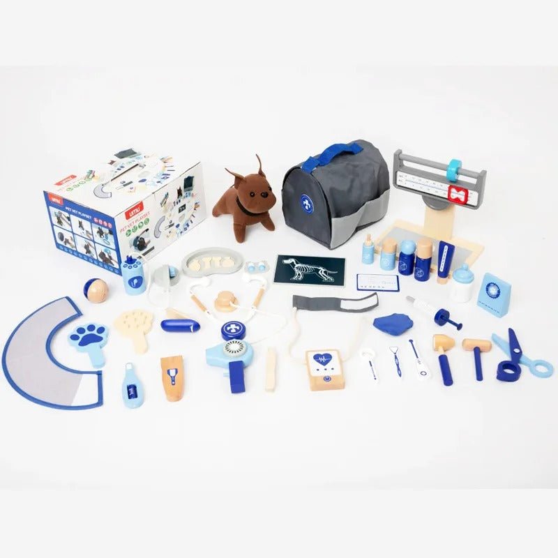 Wooden Pet Doctor Set for Hospital Tool Accessories Simulation Medical Kit