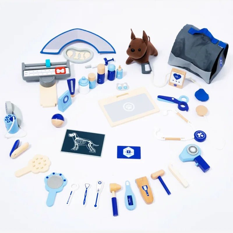 Wooden Pet Doctor Set for Hospital Tool Accessories Simulation Medical Kit