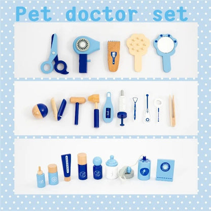 Wooden Pet Doctor Set for Hospital Tool Accessories Simulation Medical Kit