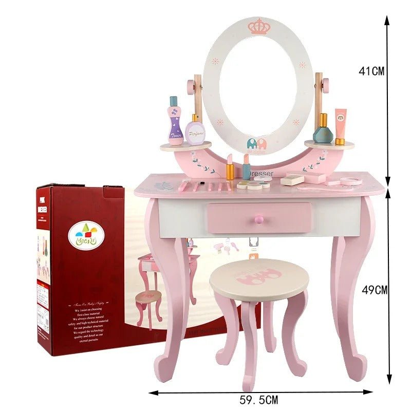 Wooden Pink Dresser, Simulation dresser mirror girl birthday gift